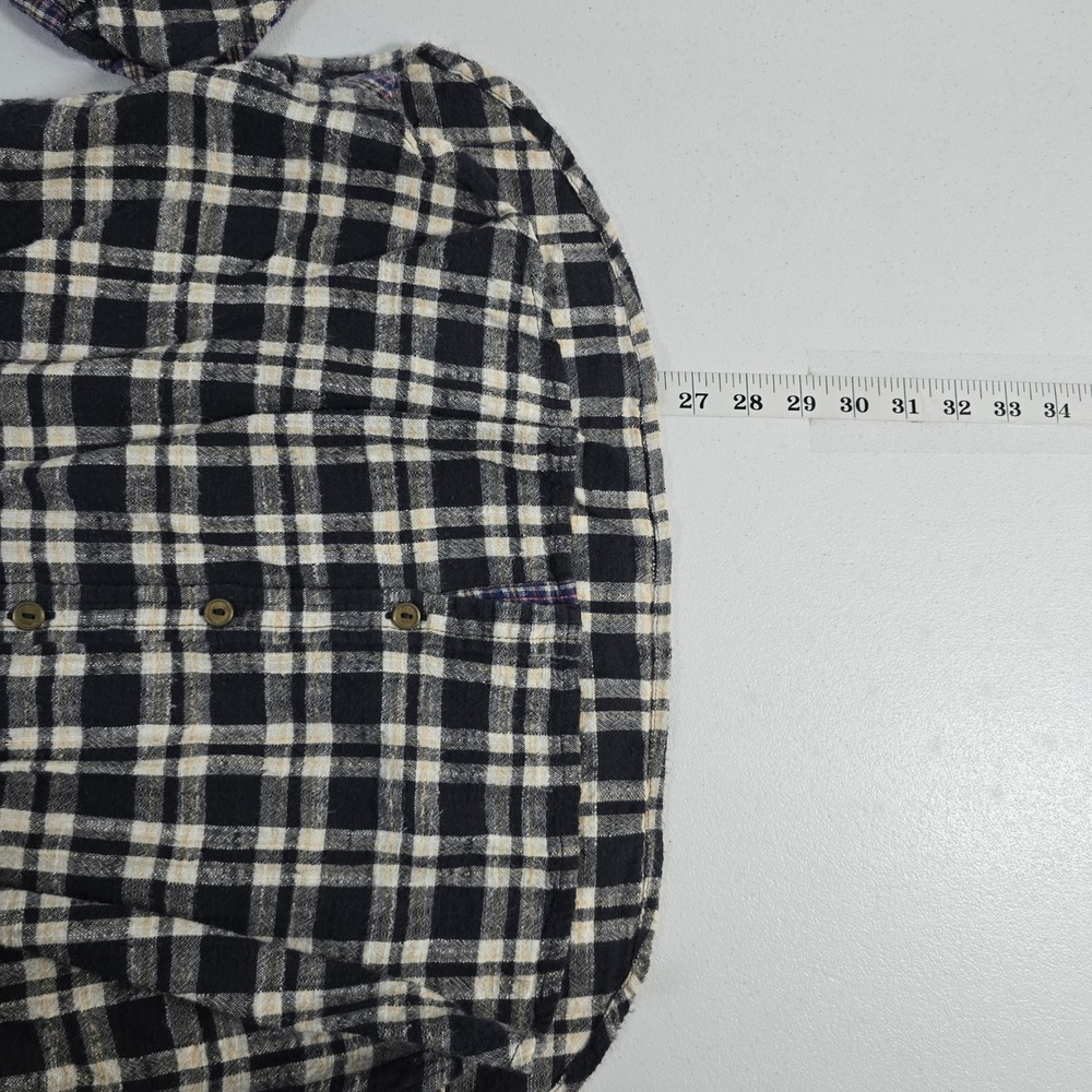 Free People Plaid Button Down Shirt‎ Black Cream Purple XS Long Sleeve Flannel - Picture 4 of 8